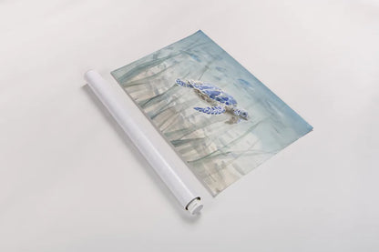 Undersea Turtle by Danhui Nai. shown as a rolled paper print. Available as archival giclee rolled canvas, fine art paper, or poster print. SKU 71228i.