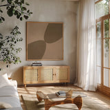 Unity Brown by Danhui Nai. Shown in a natural wood frame in a cozy modern living room. Available as an archival giclee rolled canvas, fine art paper, or poster print. SKU 85454a.