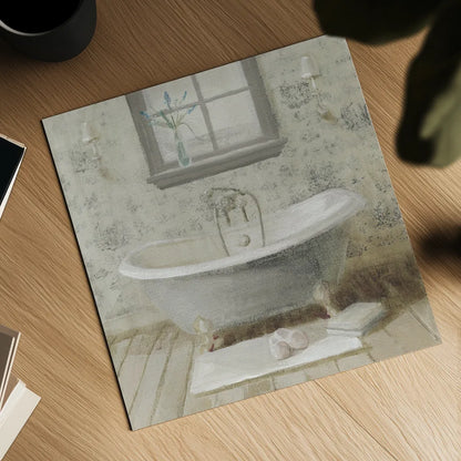 Victorian Bath I Neutral by Danhui Nai. Shown as a detailed flat fine art print, highlighting archival giclee quality. Available as an archival giclee rolled canvas, fine art paper, or poster print. SKU 54865a.