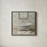Victorian Bath I Neutral by Danhui Nai. Shown in a sleek black glass frame for a contemporary gallery look. Available as an archival giclee rolled canvas, fine art paper, or poster print. SKU 54865a.