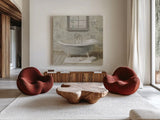 Victorian Bath I Neutral by Danhui Nai. Shown as extra-large giant wall art in a modern living room. Available as an archival giclee rolled canvas, fine art paper, or poster print. SKU 54865a.