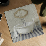 Victorian Bath II Navy by Danhui Nai. Shown as a detailed flat fine art print, highlighting archival giclee quality. Available as an archival giclee rolled canvas, fine art paper, or poster print. SKU 54870a.