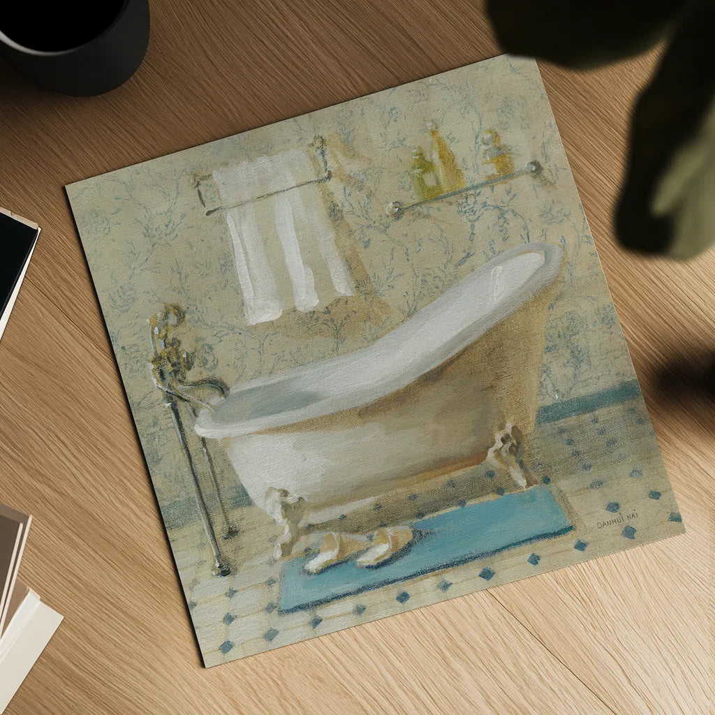Victorian Bath III by Danhui Nai. Shown as a detailed flat fine art print, highlighting archival giclee quality. Available as an archival giclee rolled canvas, fine art paper, or poster print. SKU 5594a.