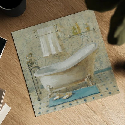 Victorian Bath III by Danhui Nai. Shown as a detailed flat fine art print, highlighting archival giclee quality. Available as an archival giclee rolled canvas, fine art paper, or poster print. SKU 5594a.