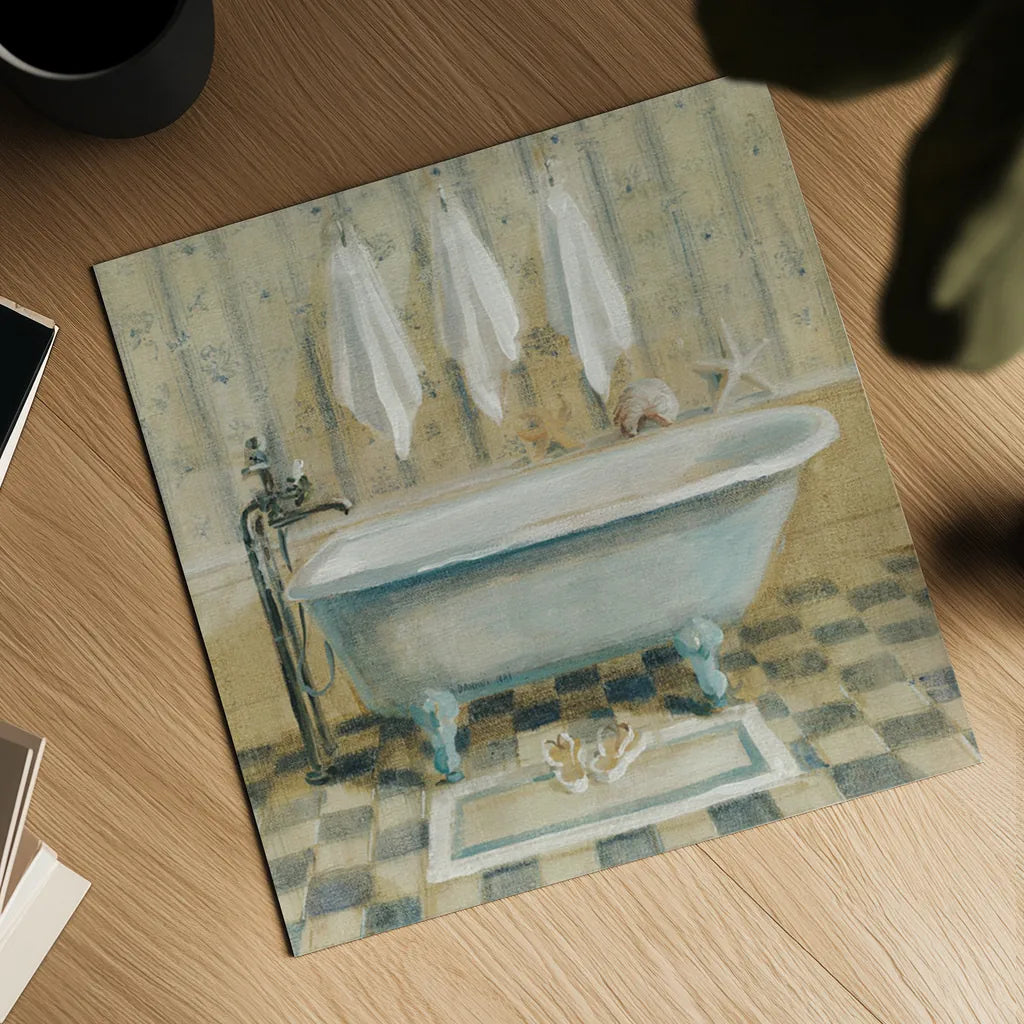 Victorian Bath IV by Danhui Nai. Shown as a detailed flat fine art print, highlighting archival giclee quality. Available as an archival giclee rolled canvas, fine art paper, or poster print. SKU 5595a.