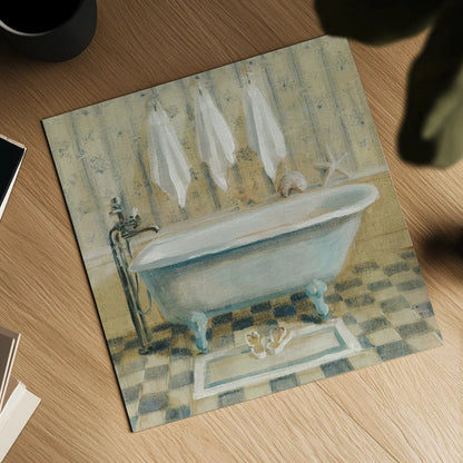 Victorian Bath IV by Danhui Nai. Shown as a detailed flat fine art print, highlighting archival giclee quality. Available as an archival giclee rolled canvas, fine art paper, or poster print. SKU 5595a.
