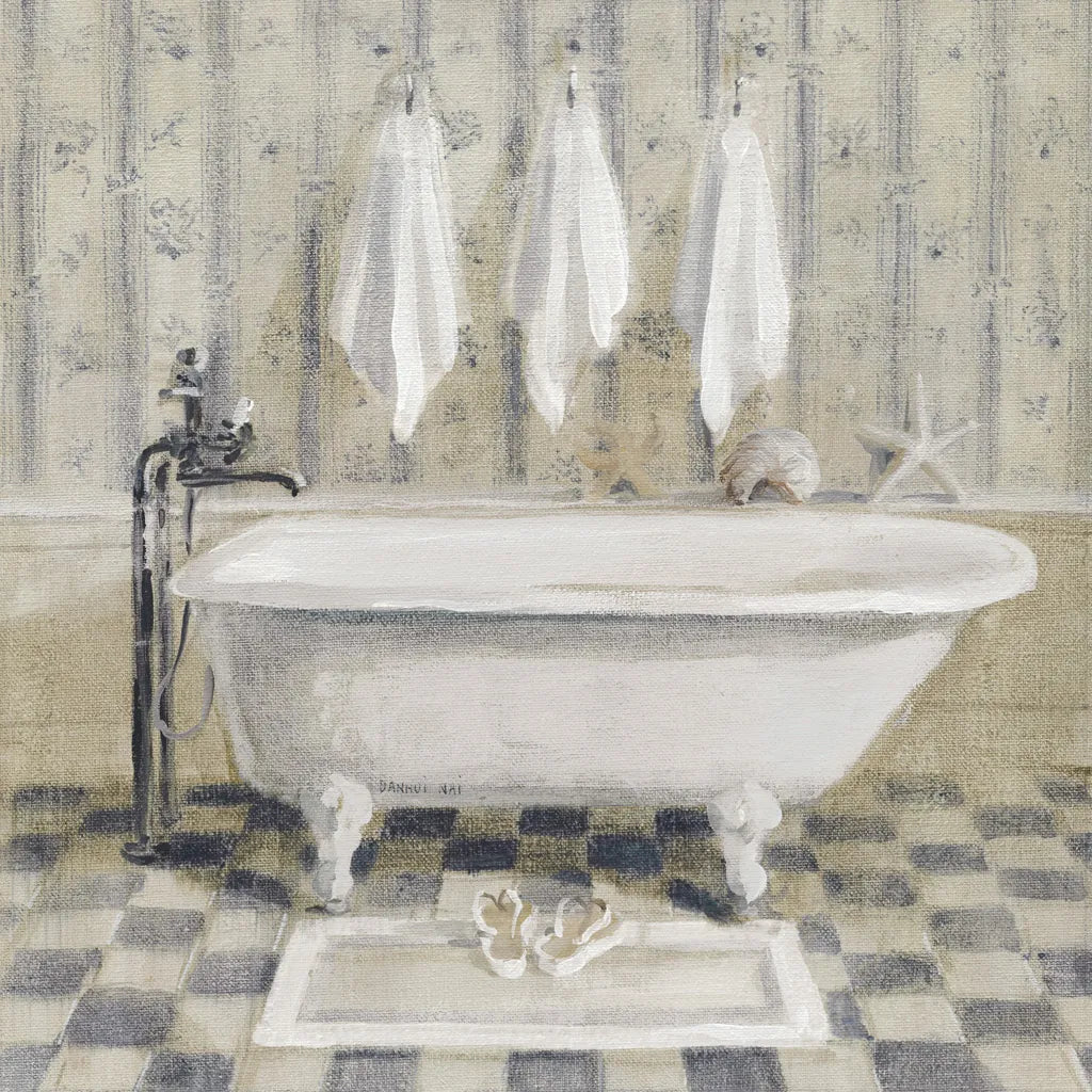 Victorian Bath IV White Tub by Danhui Nai. SKU 54872a. Archival Giclee Fine art print for wall decor.