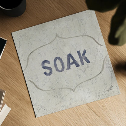 Victorian Bath Words III Sq by Danhui Nai. Shown as a detailed flat fine art print, highlighting archival giclee quality. Available as an archival giclee rolled canvas, fine art paper, or poster print. SKU 82643a.
