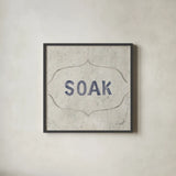 Victorian Bath Words III Sq by Danhui Nai. Shown in a sleek black glass frame for a contemporary gallery look. Available as an archival giclee rolled canvas, fine art paper, or poster print. SKU 82643a.