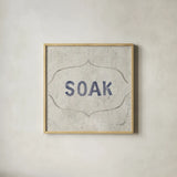 Victorian Bath Words III Sq by Danhui Nai. Shown in a natural wood glass frame for a timeless modern aesthetic. Available as an archival giclee rolled canvas, fine art paper, or poster print. SKU 82643a.