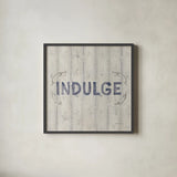 Victorian Bath Words IV Sq by Danhui Nai. Shown in a sleek black glass frame for a contemporary gallery look. Available as an archival giclee rolled canvas, fine art paper, or poster print. SKU 82644a.