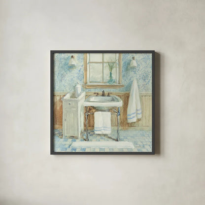 Victorian Sink I by Danhui Nai. Shown in a sleek black glass frame for a contemporary gallery look. Available as an archival giclee rolled canvas, fine art paper, or poster print. SKU 5439a.