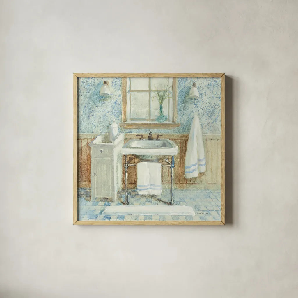 Victorian Sink I by Danhui Nai. Shown in a natural wood glass frame for a timeless modern aesthetic. Available as an archival giclee rolled canvas, fine art paper, or poster print. SKU 5439a.