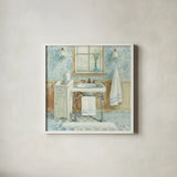 Victorian Sink I by Danhui Nai. Shown in a crisp white glass frame for a clean and minimalist style. Available as an archival giclee rolled canvas, fine art paper, or poster print. SKU 5439a.