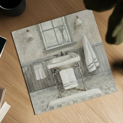 Victorian Sink I Neutral by Danhui Nai. Shown as a detailed flat fine art print, highlighting archival giclee quality. Available as an archival giclee rolled canvas, fine art paper, or poster print. SKU 88748a.