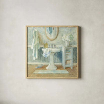 Victorian Sink II by Danhui Nai. Shown in a natural wood glass frame for a timeless modern aesthetic. Available as an archival giclee rolled canvas, fine art paper, or poster print. SKU 5440a.