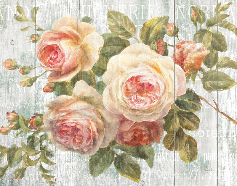 Vintage Roses on Driftwood by Danhui Nai