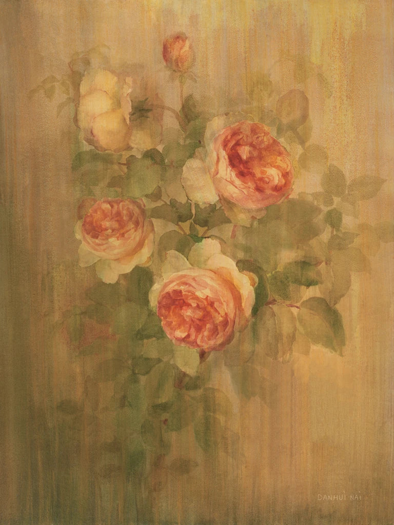 Vintage Roses on Green II by Danhui Nai