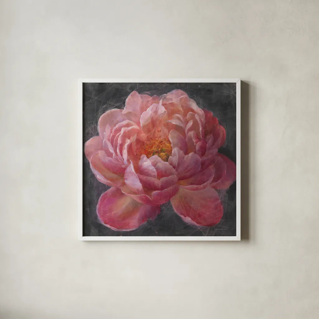 Vivid Floral I by Danhui Nai. Shown in a crisp white glass frame for a clean and minimalist style. Available as an archival giclee rolled canvas, fine art paper, or poster print. SKU 4747a.