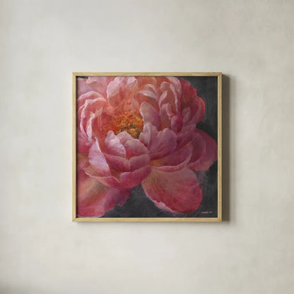 Vivid Floral I Crop by Danhui Nai. Shown in a natural wood glass frame for a timeless modern aesthetic. Available as an archival giclee rolled canvas, fine art paper, or poster print. SKU 4947a.