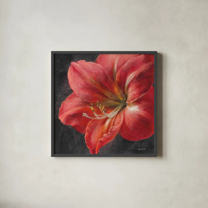 Vivid Floral III Crop by Danhui Nai. Shown in a sleek black glass frame for a contemporary gallery look. Available as an archival giclee rolled canvas, fine art paper, or poster print. SKU 27969a.