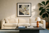Vivid Floral IV Crop by Danhui Nai. Displayed in a glass frame with matte in a clean modern living room. Available as an archival giclee rolled canvas, fine art paper, or poster print. SKU 27970a.
