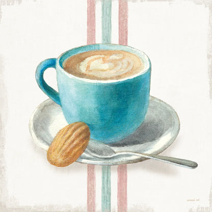Wake Me Up Coffee I with Stripes by Danhui Nai. SKU 58855a. Archival Giclee Fine art print for wall decor.