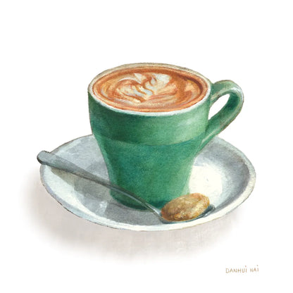 Wake Me Up Coffee II on White by Danhui Nai. SKU 58852a. Archival Giclee Fine art print for wall decor.