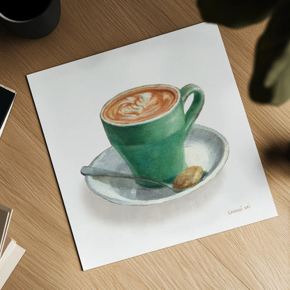 Wake Me Up Coffee II on White by Danhui Nai. Shown as a detailed flat fine art print, highlighting archival giclee quality. Available as an archival giclee rolled canvas, fine art paper, or poster print. SKU 58852a.