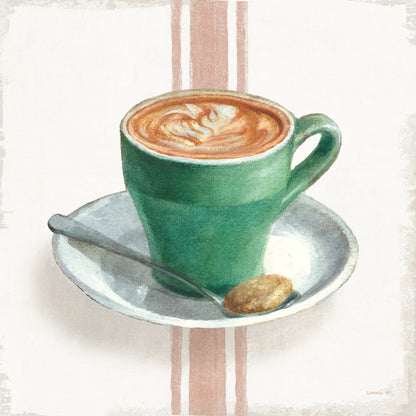 Wake Me Up Coffee II with Stripes by Danhui Nai. SKU 58856a. Archival Giclee Fine art print for wall decor.