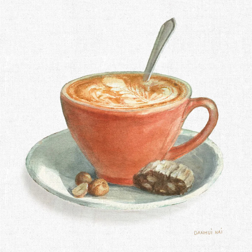 Wake Me Up Coffee III Linen by Danhui Nai. SKU 61325a. Archival Giclee Fine art print for wall decor.