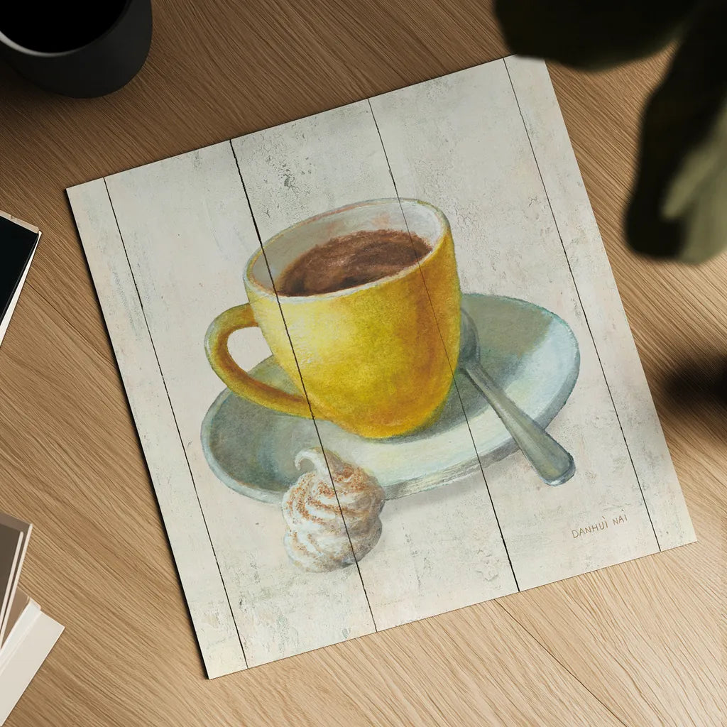 Wake Me Up Coffee IV by Danhui Nai. Shown as a detailed flat fine art print, highlighting archival giclee quality. Available as an archival giclee rolled canvas, fine art paper, or poster print. SKU 58850a.