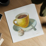Wake Me Up Coffee IV Linen by Danhui Nai. Shown as a detailed flat fine art print, highlighting archival giclee quality. Available as an archival giclee rolled canvas, fine art paper, or poster print. SKU 61326a.