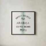 Wake Me Up Coffee Sack I Linen by Danhui Nai. Shown in a sleek black glass frame for a contemporary gallery look. Available as an archival giclee rolled canvas, fine art paper, or poster print. SKU 61327a.
