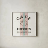Wake Me Up Coffee Sack II by Danhui Nai. Shown in a crisp white glass frame for a clean and minimalist style. Available as an archival giclee rolled canvas, fine art paper, or poster print. SKU 58860a.