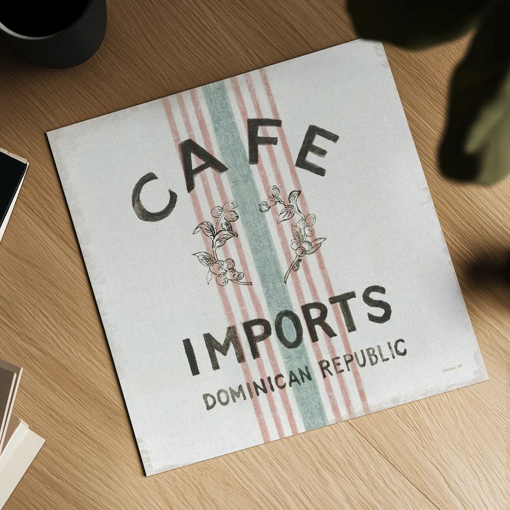 Wake Me Up Coffee Sack II Linen by Danhui Nai. Shown as a detailed flat fine art print, highlighting archival giclee quality. Available as an archival giclee rolled canvas, fine art paper, or poster print. SKU 61328a.