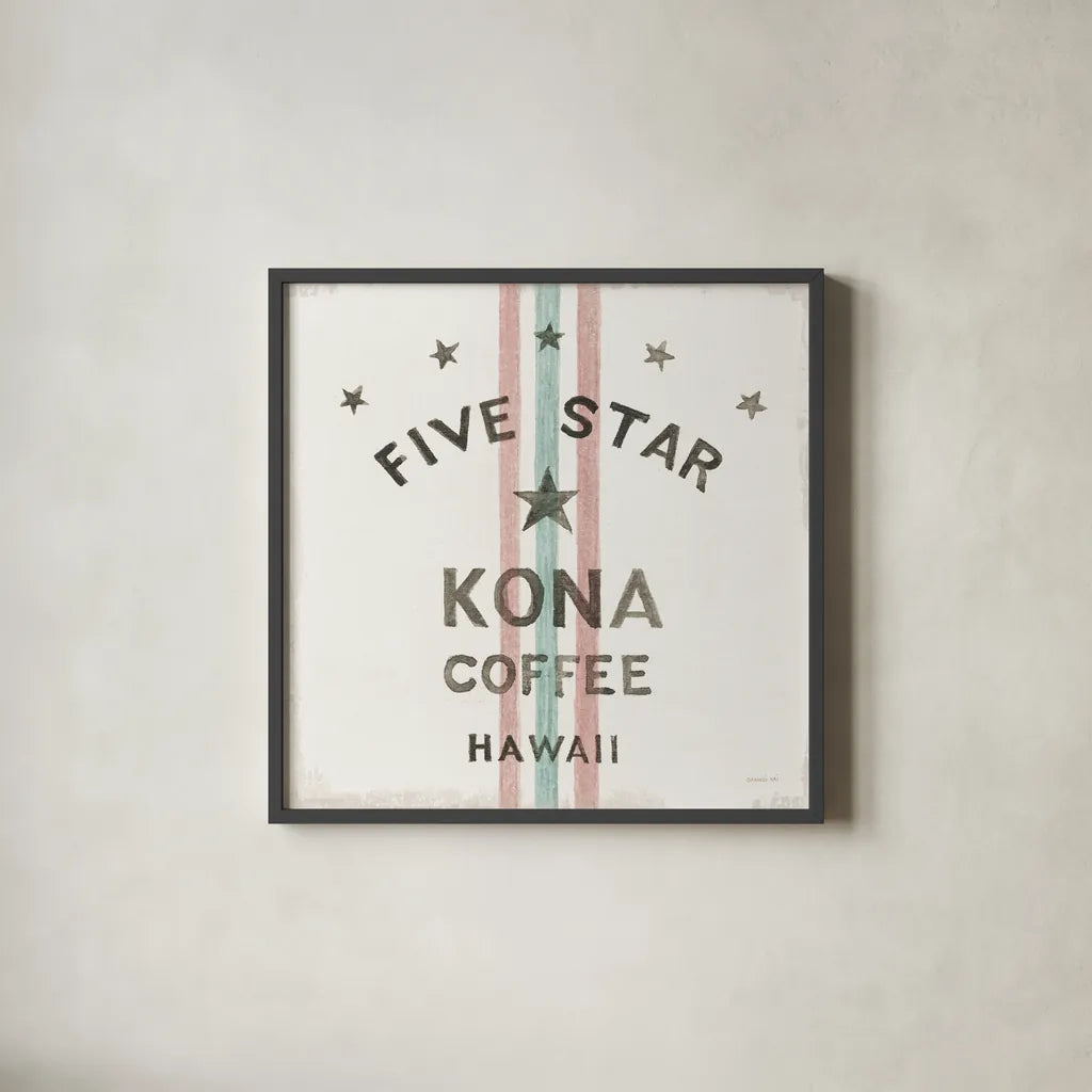 Wake Me Up Coffee Sack III by Danhui Nai. Shown in a sleek black glass frame for a contemporary gallery look. Available as an archival giclee rolled canvas, fine art paper, or poster print. SKU 58861a.