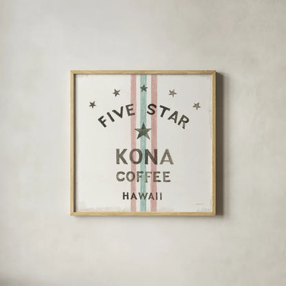 Wake Me Up Coffee Sack III by Danhui Nai. Shown in a natural wood glass frame for a timeless modern aesthetic. Available as an archival giclee rolled canvas, fine art paper, or poster print. SKU 58861a.