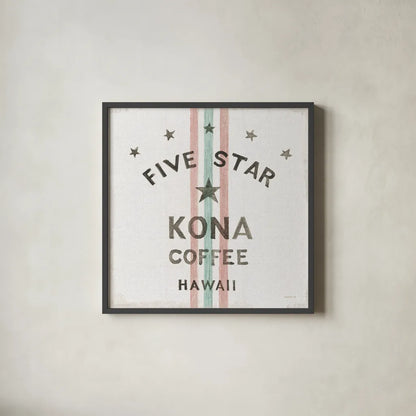 Wake Me Up Coffee Sack III Linen by Danhui Nai. Shown in a sleek black glass frame for a contemporary gallery look. Available as an archival giclee rolled canvas, fine art paper, or poster print. SKU 61329a.