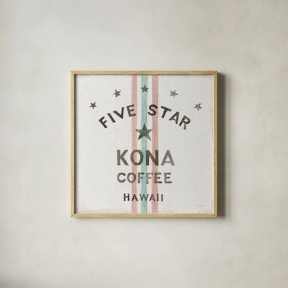 Wake Me Up Coffee Sack III Linen by Danhui Nai. Shown in a natural wood glass frame for a timeless modern aesthetic. Available as an archival giclee rolled canvas, fine art paper, or poster print. SKU 61329a.
