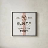 Wake Me Up Coffee Sack IV Linen by Danhui Nai. Shown in a sleek black glass frame for a contemporary gallery look. Available as an archival giclee rolled canvas, fine art paper, or poster print. SKU 61330a.