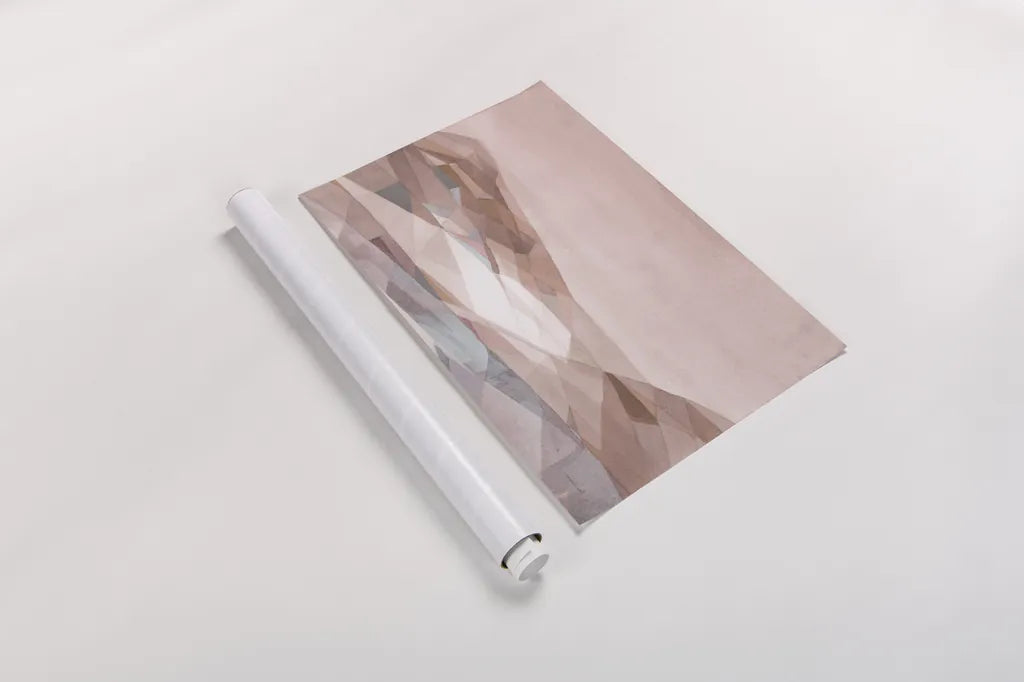 Warm Geometric Mountain by Danhui Nai. shown as a rolled paper print. Available as archival giclee rolled canvas, fine art paper, or poster print. SKU 72047i.