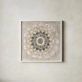 Warm Sunburst by Danhui Nai. Shown in a crisp white glass frame for a clean and minimalist style. Available as an archival giclee rolled canvas, fine art paper, or poster print. SKU 66483a.