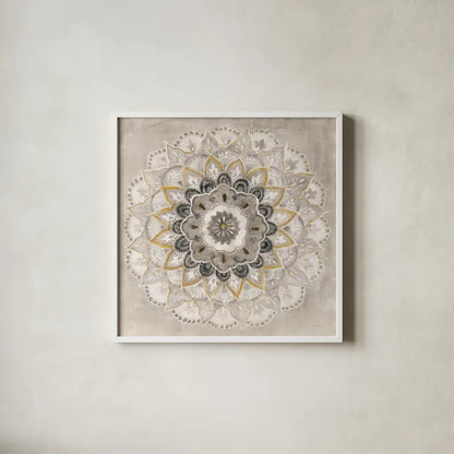 Warm Sunburst by Danhui Nai. Shown in a crisp white glass frame for a clean and minimalist style. Available as an archival giclee rolled canvas, fine art paper, or poster print. SKU 66483a.