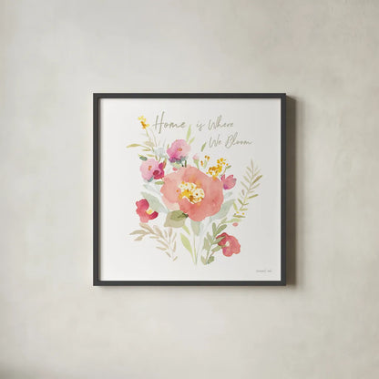 Watercolor Jewels III by Danhui Nai. Shown in a sleek black glass frame for a contemporary gallery look. Available as an archival giclee rolled canvas, fine art paper, or poster print. SKU 64438a.