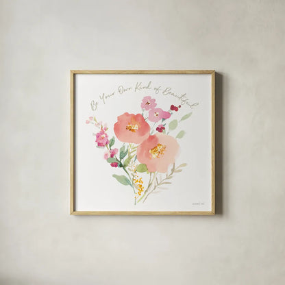 Watercolor Jewels IV by Danhui Nai. Shown in a natural wood glass frame for a timeless modern aesthetic. Available as an archival giclee rolled canvas, fine art paper, or poster print. SKU 64439a.