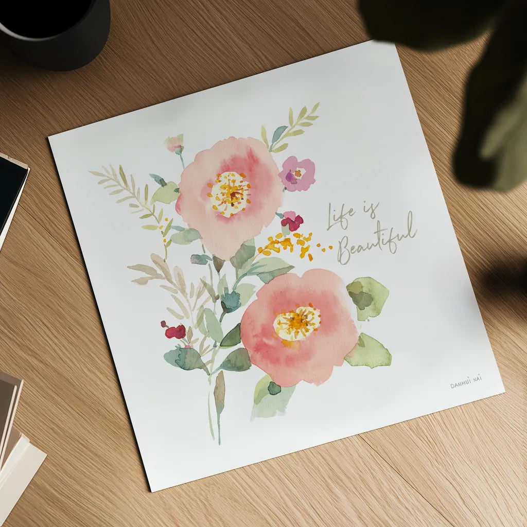Watercolor Jewels V by Danhui Nai. Shown as a detailed flat fine art print, highlighting archival giclee quality. Available as an archival giclee rolled canvas, fine art paper, or poster print. SKU 64440a.