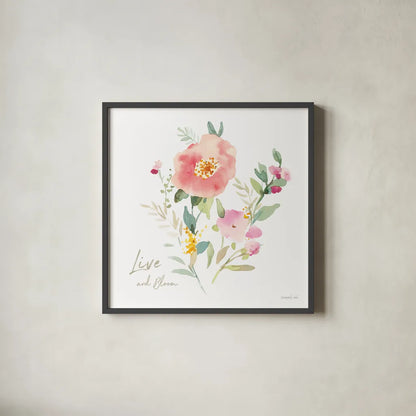 Watercolor Jewels VI by Danhui Nai. Shown in a sleek black glass frame for a contemporary gallery look. Available as an archival giclee rolled canvas, fine art paper, or poster print. SKU 64441a.