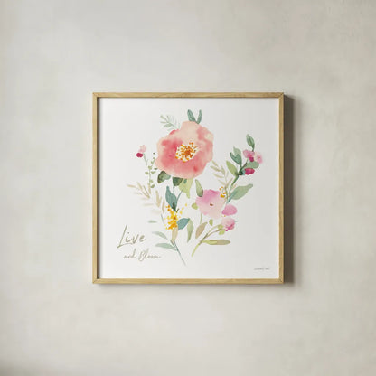 Watercolor Jewels VI by Danhui Nai. Shown in a natural wood glass frame for a timeless modern aesthetic. Available as an archival giclee rolled canvas, fine art paper, or poster print. SKU 64441a.