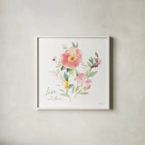 Watercolor Jewels VI by Danhui Nai. Shown in a crisp white glass frame for a clean and minimalist style. Available as an archival giclee rolled canvas, fine art paper, or poster print. SKU 64441a.